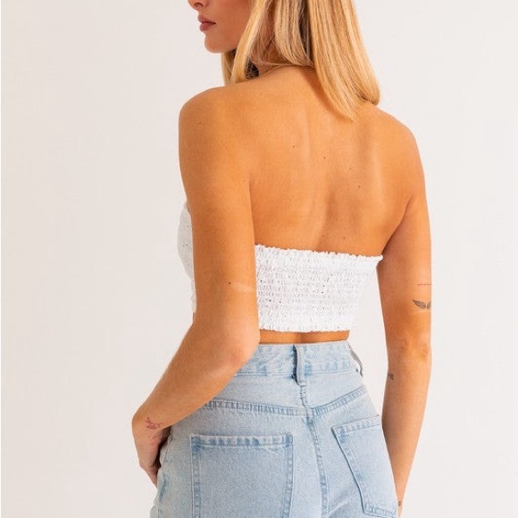 Eyelet Cropped Bandeau Top - Picture 3 of 3